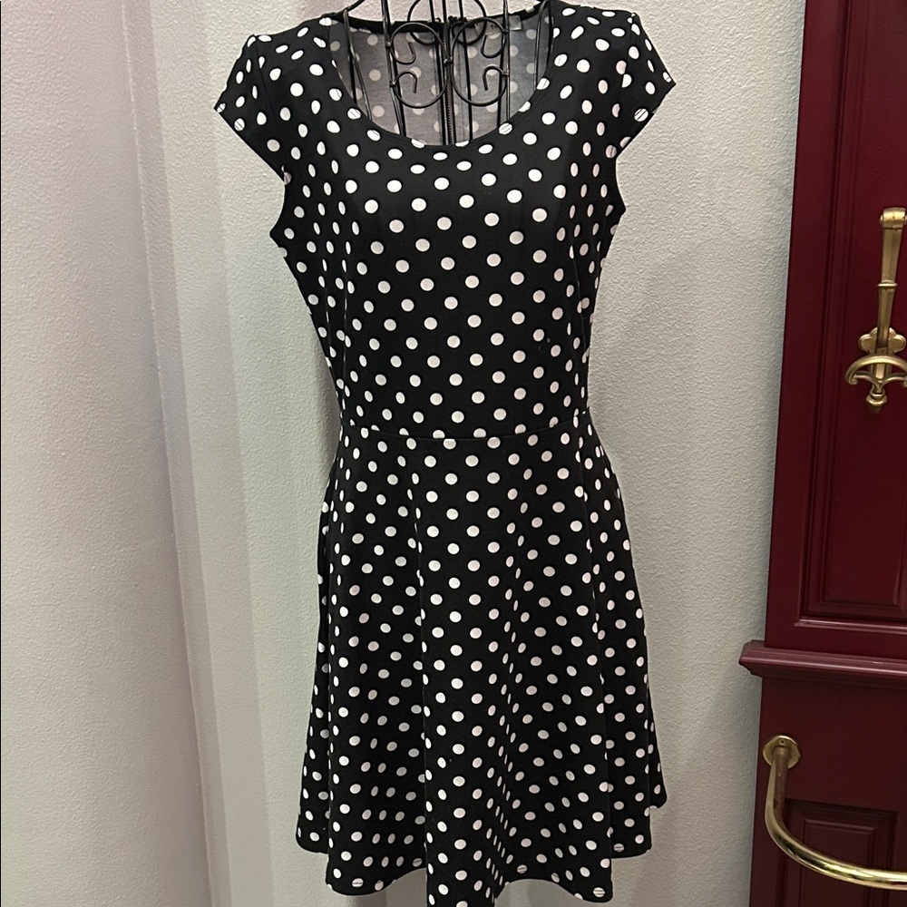 Polka Dot Black and White Skater Dress